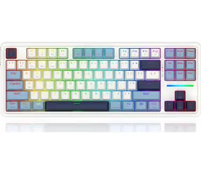 Redragon K728 Leopard L biała / Klawiatura gamingowa bezprzewodowa / mechaniczna / podświetlana / BT / USB