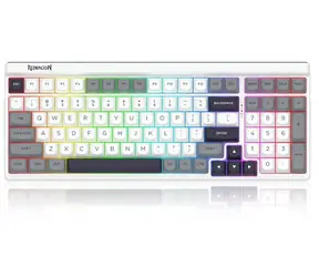 Redragon Garen Pro biało-szara / Klawiatura gamingowa / mechaniczna / Manbo Linear Switch / podświetlana / bezprzewodowa