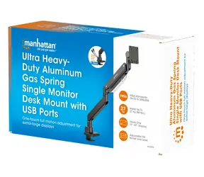 Ramię do monitora Manhattan z portami USB, czarne / Ramię do monitora / do 57" / nośność 27 kg / VESA 75-200 / USB-A+USB-C