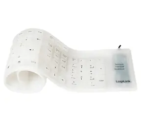 Klawiatura elastyczna LogiLink biała / Klawiatura / wodoodporna / USB / PS/2 / DE / 109 klawiszy