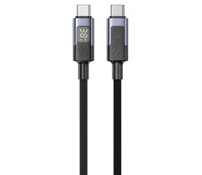 Kabel ładujący Unitek USB-C - USB-C z wyświetlaczem czarny / Kabel ładujący / PD 60W / pleciony / 3 m