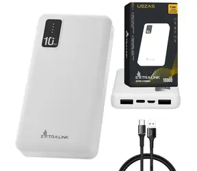 Extralink EPB-098W biały / Power bank / 10 000 mAh / USB-C / Wyświetlacz LED