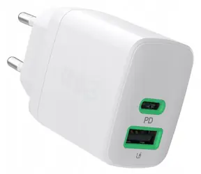 Green Cell PowerSource Duo30 biały / Ładowarka / USB-A + USB-C / 3 A
