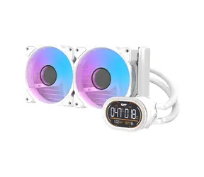 darkFlash DH240D v2 bílá / AiO chladič CPU / 2x 120 mm / Segmentový displej / ARGB podsvícení / Intel + AMD