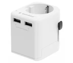 Gembird TPA-EU2A12-01-W biały / Adapter podróżny / EU na uniwersalny / 12 W