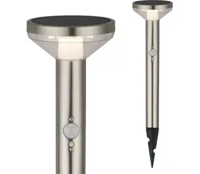 Maclean MCE465 C/M chrom matt / Lampa solarna LED / czujnik ruchu / IP44 / 3 tryby / Li- ION 1200 mAh
