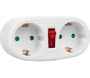 Maclean MCE338 F / Rozdzielacz gniazdowy / 2x gniazdo typu F / przełącznik / 16A