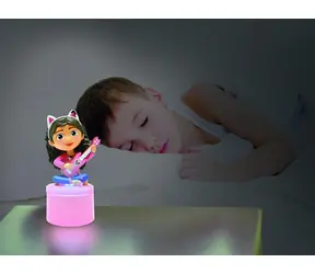 Lampka nocna Lexibook z głośnikiem Magiczny domek Gabiny / różowa dioda LED / wejście AUX / 3 baterie AAA / od 3 lat