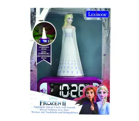 Budzik LEXIBOOK Kraina Lodu Elsa / Lampka nocna / Podświetlany wyświetlacz LCD / Dźwięki Krainy Lodu / Funkcja drzemki