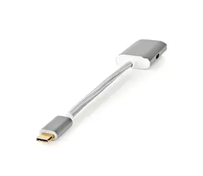 Nedis USB-C - DisplayPort i USB-C srebrny / Adapter / USB 3.2 Gen 1 / PD / 4K 60Hz / 0,2 m / pleciony