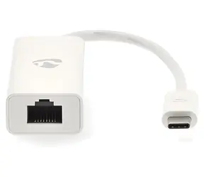 Nedis CCGB64950WT02 biały / Karta sieciowa / USB-C / RJ45 / USB 3.2 Gen 1 / 1000 Mbps / 0,20 m