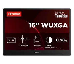16" Lenovo ThinkVision M16 czarny / Monitor / IPS / WUXGA / 60Hz / USB-C