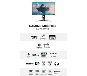 27-calowy Thomson M27QG5Y14 / Monitor / IPS / QHD / 180 Hz / 1 ms / HDMI + DP + USB