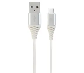 Cablexpert USB-A - USB-C biało-srebrny / kabel USB / pleciony / 2 m