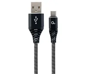 Cablexpert USB-A - USB-C czarno-biały / kabel USB / pleciony / 1 m