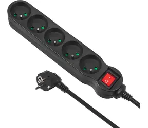Maclean Energy MCE184 czarny / Listwa przeciwprzepięciowa / 5 gniazd / 3 m