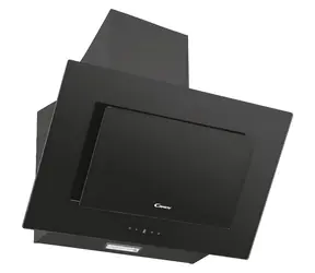 Candy CDG6CBG czarny / Okap kominowy / Szerokość 60 cm / Sterowanie dotykowe / 3 prędkości / Klasa energetyczna B