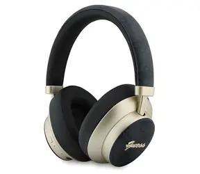Słuchawki Guess PU 4G Gold Script Metal Logo czarne / Bezprzewodowe TWS / Redukcja szumów ENC