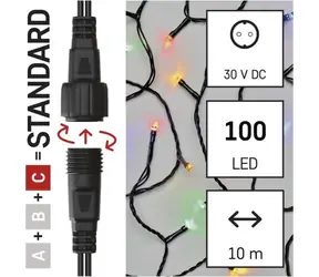 Emos D1AM03 Connect / Łańcuch świetlny / 100 LED / 10 m / wielokolorowy / IP44