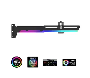 Uchwyt na kartę graficzną 1stCool ARGB, czarny / ARGB / metalowy / 280 x 52 mm