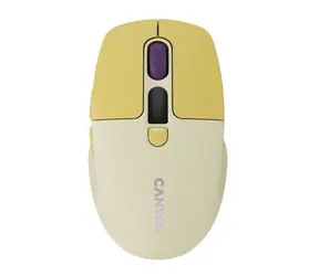 Canyon MW-26 żółta / Mysz optyczna bezprzewodowa / 800/1200/1600/2400 DPI / 6 przycisków / BT + 2,4 GHz / Cicha