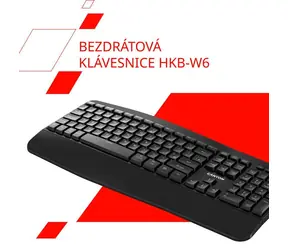 Canyon HKB- W6 czarna / Klawiatura bezprzewodowa / 2,4 GHz + Bluetooth / ergonomiczna / wodoodporna / 104 klawisze / CZ/SK