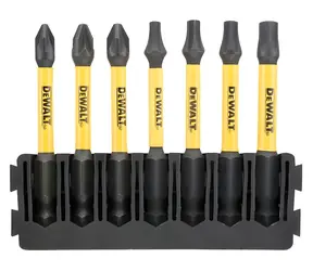 Zestaw bitów przedłużonych DeWalt PZ+T 7 szt. / Zestaw bitów / 57 mm / PZ1, PZ2, T15, T20, T25, T30