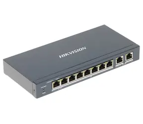 HIKVISION DS-3E1310HP-EI / Przełącznik / 8x 100 Mbps RJ-45 PoE / 2x GbE RJ-45 / Budżet PoE 110 W / Rozszerzenie