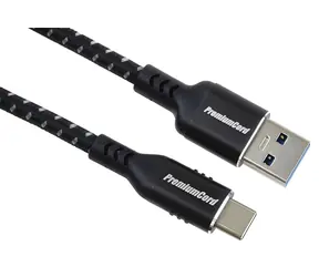 PremiumCord USB-C - USB 3.0 A / Kabel / USB 3.2 Gen 1 / 5 Gbit/s / 3 A / 2 m / oplot bawełniany