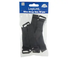 Opaski zaciskowe LogiLink Velcro czarne, 10 szt. / Organizer do kabli / 150 x 20 mm / Nylon