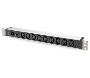 Digitus DN-95429 czarny/aluminium / Listwa zasilająca / 19" 1U / 9x C13 / 10A / wejście IEC C14