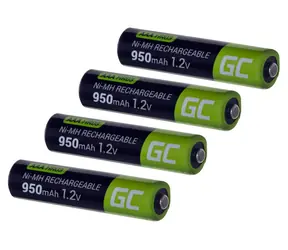 Green Cell HR03 4X AAA 950mAh zielony/czarny / Akumulator / NiMH / 1,2 V