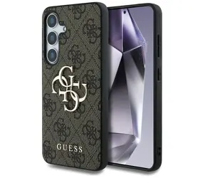 Guess PU 4G z metalowym Logo na tył do Samsung Galaxy S25+ brązowe / Etui / Skóra PU