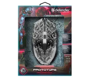 Defender Prototype GM-670L czarna / Mysz optyczna do gier / 2400 DPI / USB / 5 przycisków / Podświetlenie RGB
