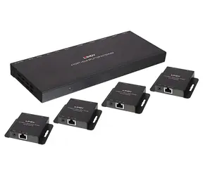 Lindy 4- Port rozdzielacz HDMI i IR Cat.6 czarny / rozdzielacz HDMI / 4K 30Hz / zasięg 70 m / zarządzanie EDID