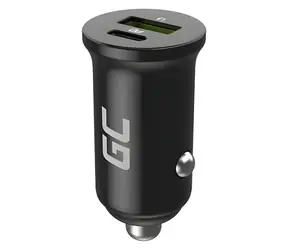 Green Cell PowerRide Nano38 czarny / Ładowarka samochodowa / 38 W / USB-C / USB-A / PD 3.0