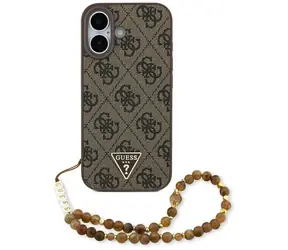 Pasek Guess 4G z trójkątnym Logo , brązowy / Tylna obudowa / MagSafe / iPhone 17