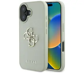 Guess Grained 4G Logo zielone / Tylna obudowa / do iPhone'a 16 / Skóra PU