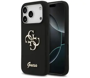 Silikonowa tylna obudowa Guess Big 4G Script do iPhone'a 17 Pro, czarna / Tylna obudowa / Silikon