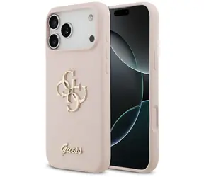 Guess Silicone Big 4G Script różowy / Tylna obudowa / Apple iPhone 17 Pro Max