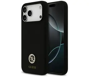 Guess Silicone 4G Strass Logo czarny / Tylna obudowa / MagSafe / Silikon / iPhone 17 Pro Max
