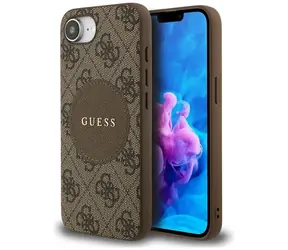Guess 4G Circle Classic Logo MagSafe brązowy / Tylna obudowa / iPhone 16e