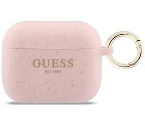 Etui silikonowe Guess Glitter Ring do AirPods Pro 3 różowe / Etui na słuchawki / Silikon / Z brokatem
