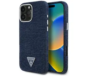 Guess Denim Triangle Logo MagSafe niebieski / Tylna obudowa / Apple iPhone 16 Pro Max