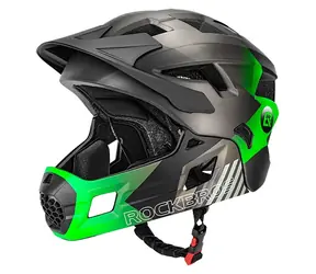 Kask rowerowy dziecięcy ROCKBROS TS-61 zielony / Rozmiar M (54-57 cm) / Odpinany pasek pod brodą
