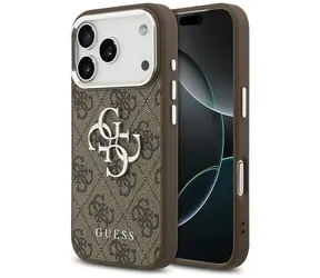 Guess 4G Big Classic Logo brązowo-srebrny / Tylna obudowa / iPhone 17 Pro