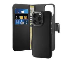 Puro Wallet 2w1 MagSafe czarny / Etui / Portfel / iPhone 16 Pro