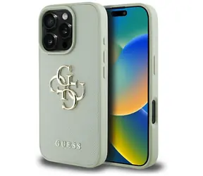 Guess Grained 4G Logo zielone / Tylna obudowa / iPhone 16 Pro