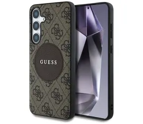 Guess 4G Round Patch Classic Logo brązowy / Etui z MagSafe / Samsung Galaxy S25+