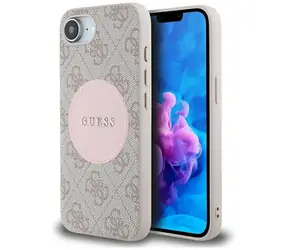 Guess 4G Circle Classic Logo MagSafe różowy / Etui na iPhone'a 16e / MagSafe